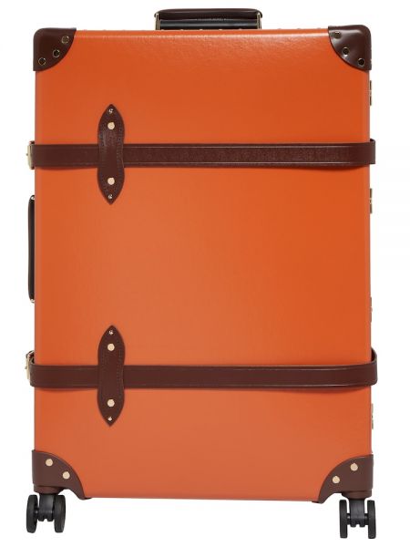 Valise à carreaux large Globe-trotter orange