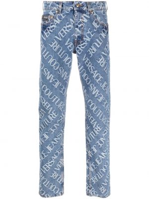 Straight leg jeans in tessuto jacquard Versace Jeans Couture blu