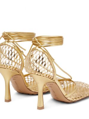 Pantofi cu toc din piele Bottega Veneta auriu