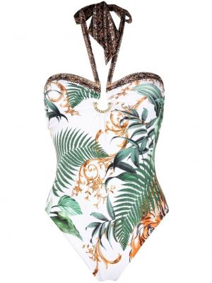 Tigrované plavky s potlačou Camilla biela