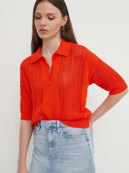 Sweter bawełniany United Colors Of Benetton pomarańczowy