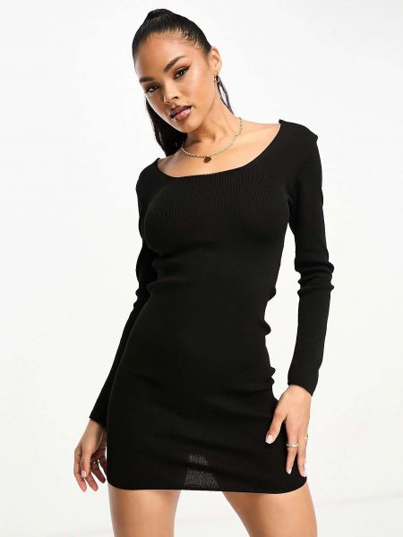 Трикотажное платье мини с вырезом на спине с глубоким декольте Fashionkilla черное