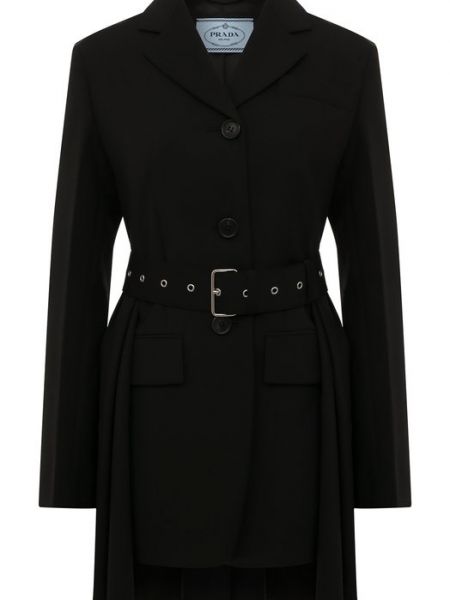 Шерстяной пиджак Prada черный