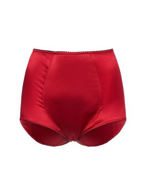 Pantalon culotte taille haute en satin en soie Dolce & Gabbana rouge