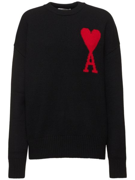 Suéter de lana Ami Paris negro