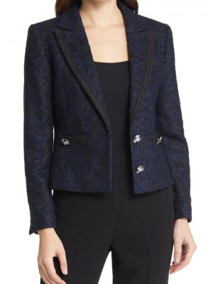 Укороченная куртка Alenaah из букле с пуговицами и кристаллами TED BAKER LONDON, темно-синий