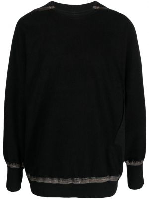 Bombažni pulover s črtami s potiskom Isaac Sellam Experience črna