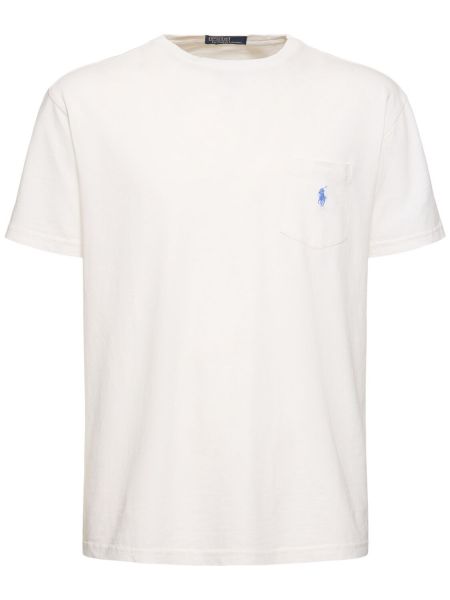 Bomuld linned t-shirt med lommer Polo Ralph Lauren hvid