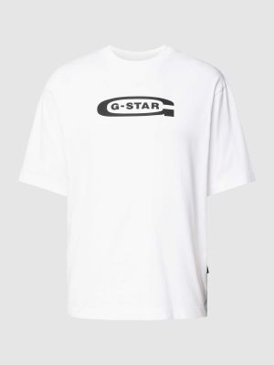 Koszulka bawełniana z nadrukiem w gwiazdy G-star Raw biała