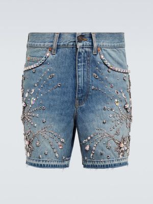 Pantaloni scurți din denim Gucci albastru