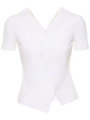 Asimetriška medvilninė marškiniai Helmut Lang balta