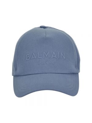 Niebieska czapka z daszkiem Balmain