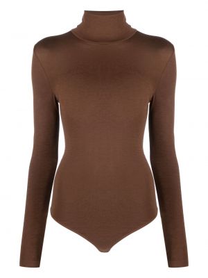 Body i stickad Wolford brun