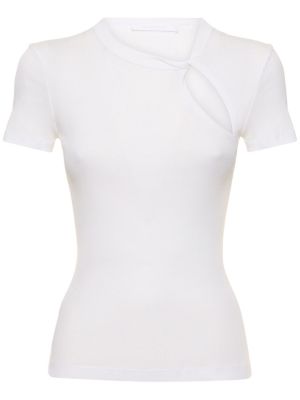 Βαμβακερή μπλούζα από ζέρσεϋ Helmut Lang λευκό