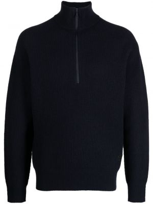 Вълнен пуловер с цип Alpha Tauri синьо