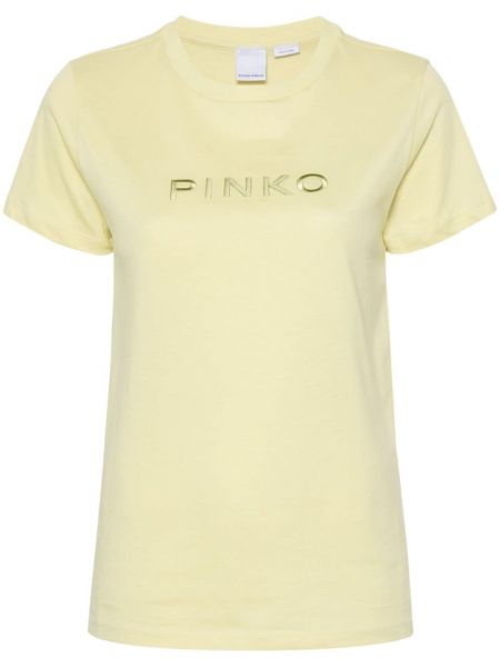 Тениска бродирана Pinko жълто