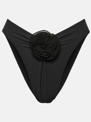 Bikini z visokim pasom s cvetličnim vzorcem Same črna