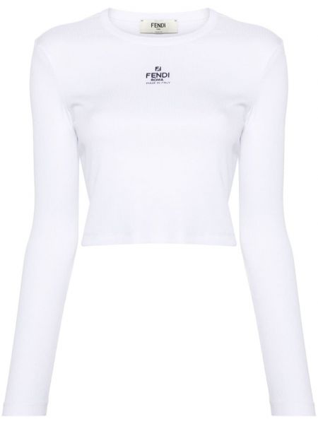 Μπλούζα με κέντημα Fendi λευκό