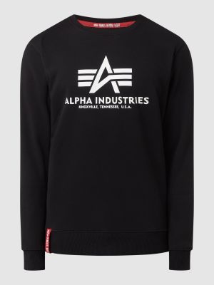 Sweter z nadrukiem Alpha Industries czarny