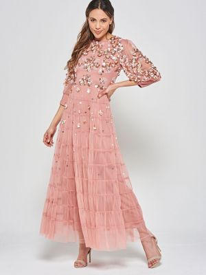 Длинное платье с рюшами Frock And Frill розовое