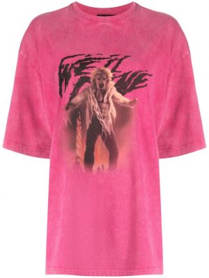 Βαμβακερή μπλούζα με σχέδιο We11done ροζ