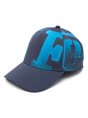 Cappello con visiera con stampa Ferrari blu