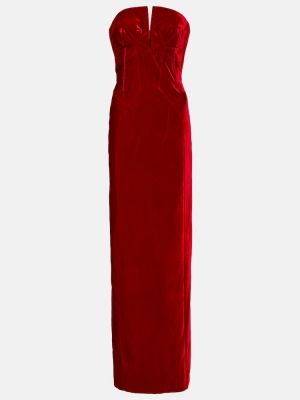 Žametna dolga obleka iz rebrastega žameta Tom Ford rdeča