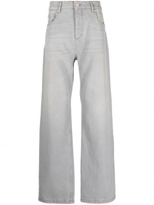 Bavlnené džínsy s rovným strihom Ami Paris sivá