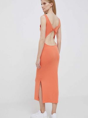 Sukienka midi dopasowana Calvin Klein Jeans pomarańczowa