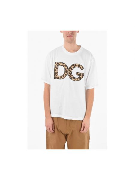 Camiseta de algodón leopardo Dolce & Gabbana blanco