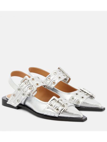 Slingback ballerinas Ganni silver