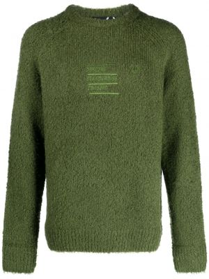 Haftowany sweter wełniany Raf Simons X Fred Perry zielony