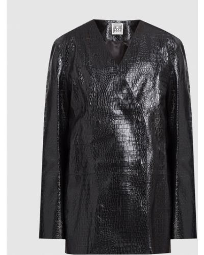 Черный кожаный пиджак Toteme