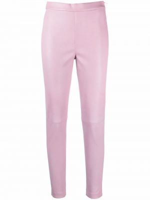 Pantalones de cuero Alberta Ferretti rosa