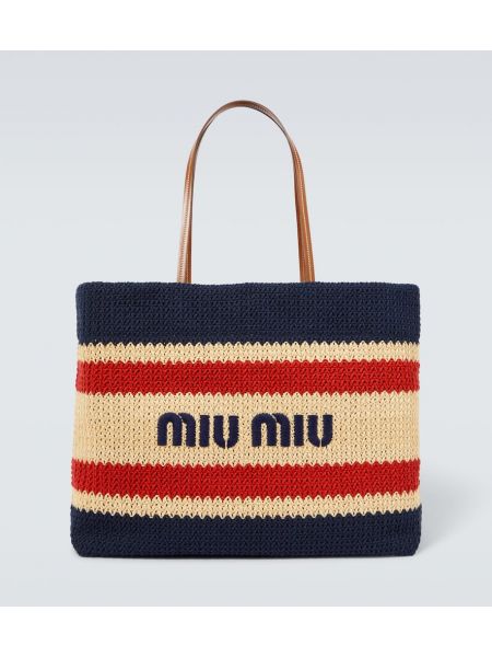 Bolsa de tela de cuero Miu Miu azul