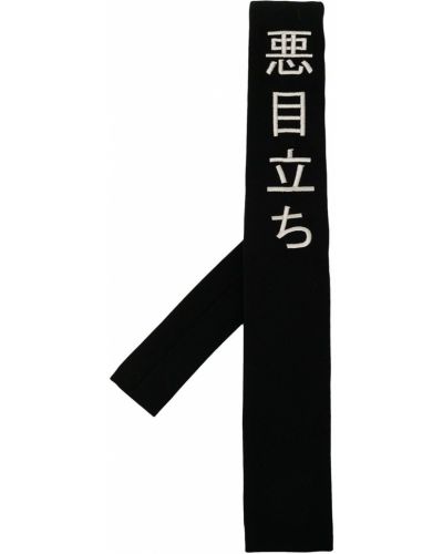 Czarny haftowany krawat wełniany Yohji Yamamoto