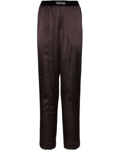 Pantaloni din satin de mătase Tom Ford maro