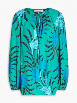 Блузка в цветочек с принтом Diane Von Furstenberg зеленая