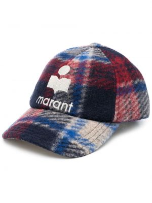 Карирана шапка с козирки Isabel Marant синьо
