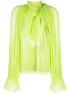 Prozorna svilena bluza z lokom Atu Body Couture zelena