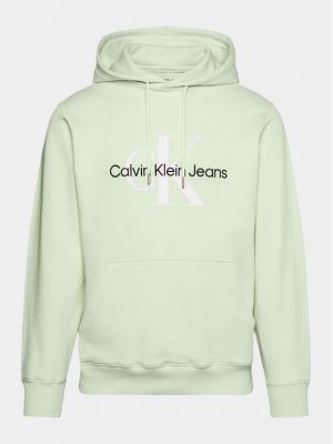 Priliehavá mikina Calvin Klein Jeans zelená
