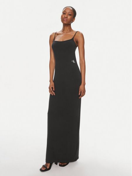 Dlouhé šaty z modalu Calvin Klein Jeans černé