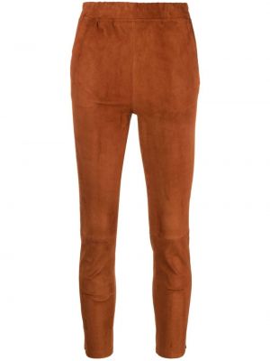 Semišové kalhoty skinny fit Arma oranžové