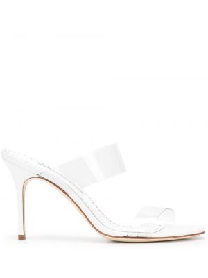 Průsvitné kožené sandály Manolo Blahnik bílé