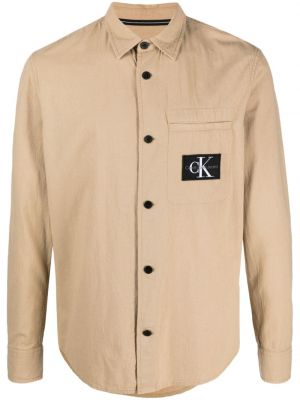 Bavlnená rifľová košeľa Calvin Klein Jeans béžová