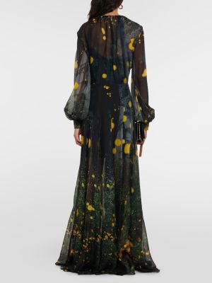 Jedwabna sukienka długa Oscar De La Renta czarna