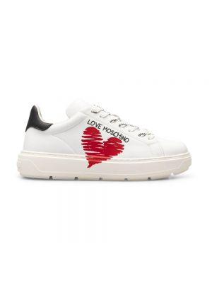 Sneakersy skórzane Love Moschino białe