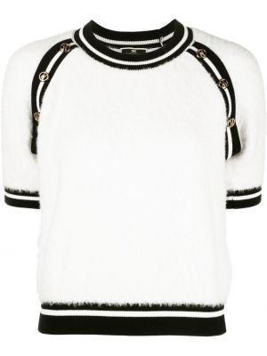 T-shirt i stickad Elisabetta Franchi vit