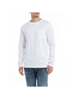 Sweter z długim rękawem Replay biały