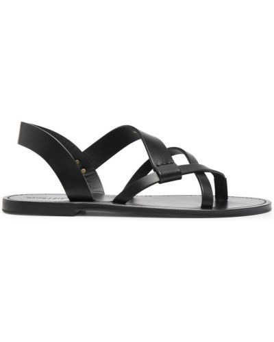 Kožené sandále bez podpätku Saint Laurent čierna